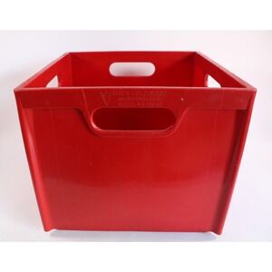 Vintage Mack Molding Co. Arlington VT 1694C Red Plastic Milk Crate - Solid Sides